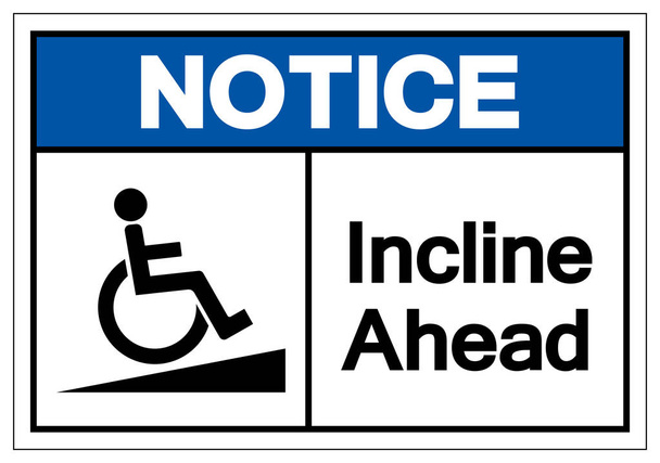 Aankondiging Incline Ahead symbool teken, vector illustratie, isoleren op witte achtergrond label. Eps10  - Vector, afbeelding