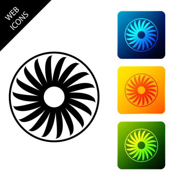 Icona simbolo del ventilatore isolato su sfondo bianco. Segnale di ventilazione. Set icone colorate pulsanti quadrati. Illustrazione vettoriale
 - Vettoriali, immagini