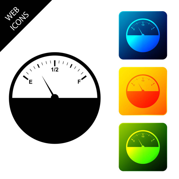 Fuel gauge icon isolated on white background. Full tank. Set icons colorful square buttons. Vector Illustration - Vector, Image