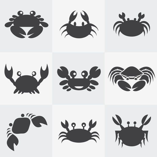 Set of vector crab icons on gray background - Vector, Image