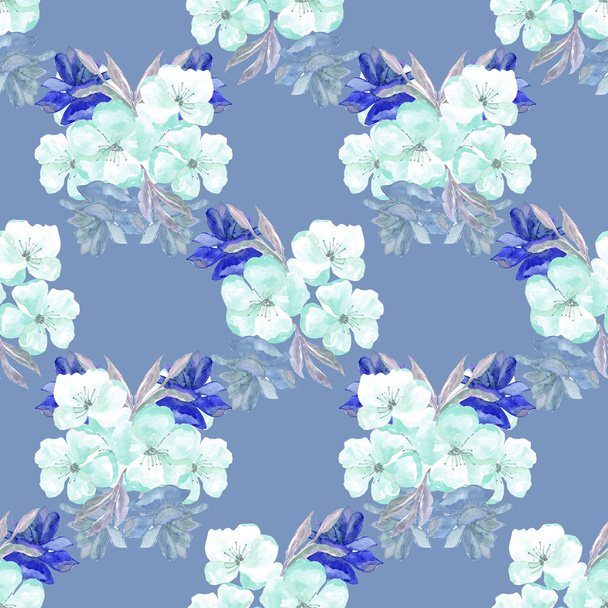 Background flowers, watercolor, seamless pattern - Photo, Image
