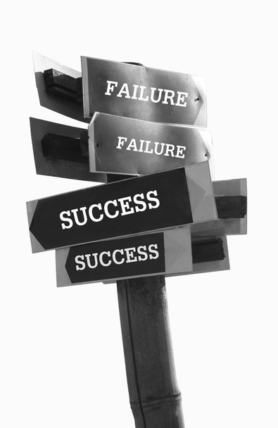 δύο πινακίδες με τις λέξεις επιτυχίας και της αποτυχίας - Φωτογραφία, εικόνα
