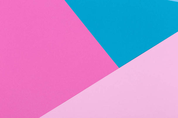 Paper pink, blue, pastel empty background, geometrically located. Color blank for presentations, copy space. - Foto, afbeelding