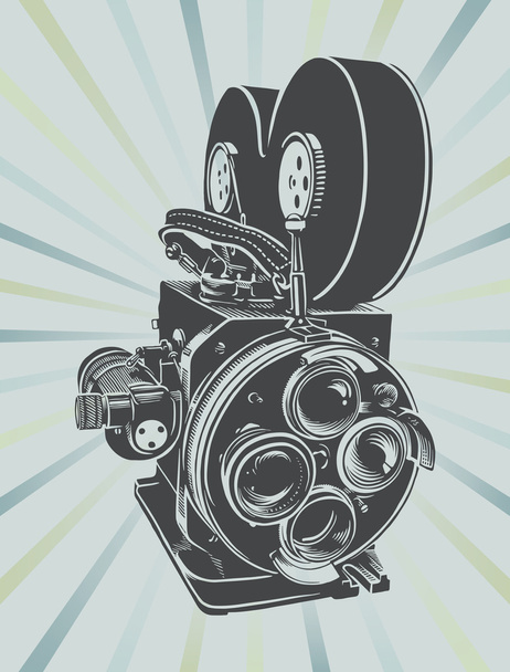 Vintage video camera - Vector, Image