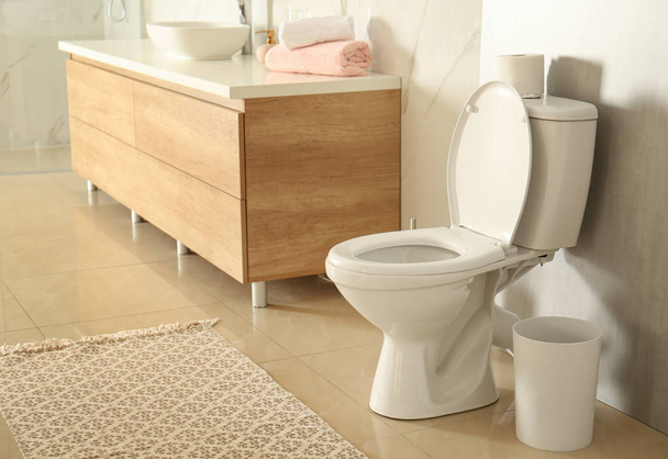 White toilet bowl in modern bathroom interior - Photo, Image