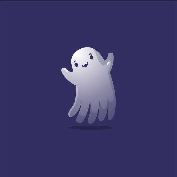 Frightening ghost spirit. Raster illustration in the flat cartoon style - Vector, Image