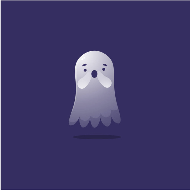 Scared ghost. Raster illustration in the flat cartoon style - Vector, Image