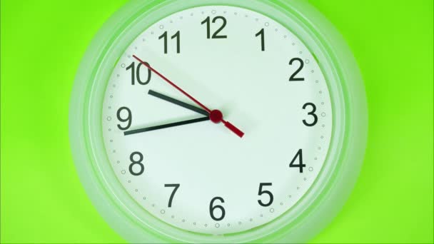 Nahaufnahme Weiße Uhr Showtime 09.40 Uhr oder pm, Zeitraffer bewegt sich schnell, Zeitkonzept. - Filmmaterial, Video