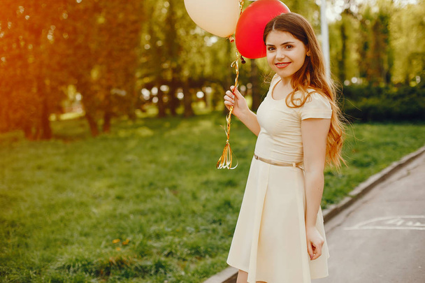 girl with ballons - 写真・画像