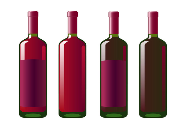Four bottles of red wine - Вектор, зображення