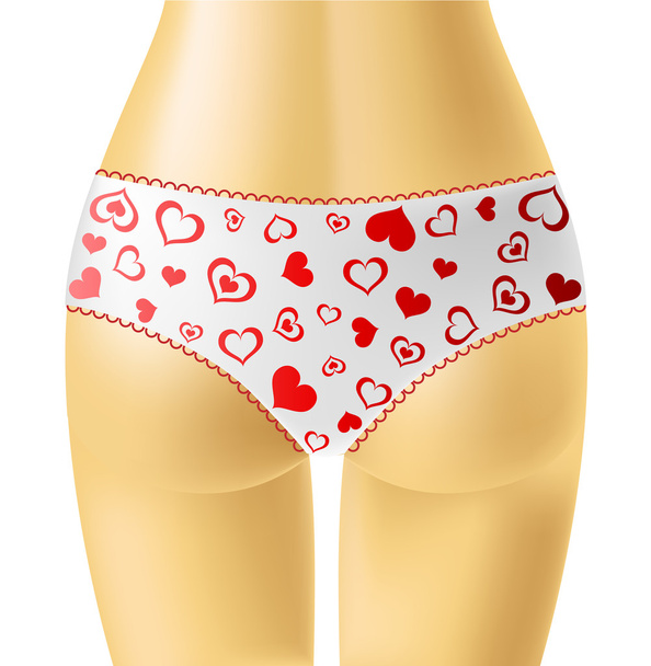 White panties with red hearts - Vector, Image