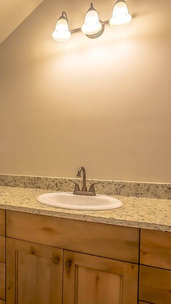 Bañera de inodoro vertical y zona de tocador dentro del baño limpio de una casa
 - Foto, Imagen