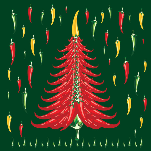 Νέο έτος Κριστμάς κόκκινο καυτό πιπέρι δημιουργικό δέντρο. Διάνυσμα. Eps. - Διάνυσμα, εικόνα
