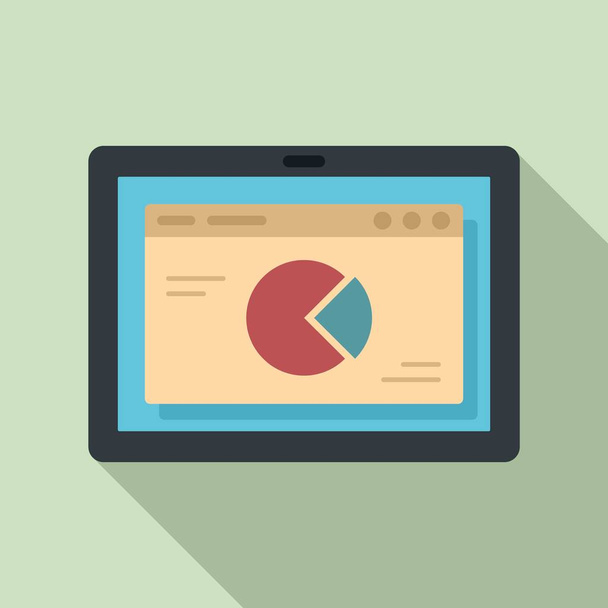 Tablet finance pie chart icon, flat style - Vector, Image