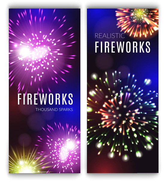 Fireworks Vertical Banners Set - Vector, Image