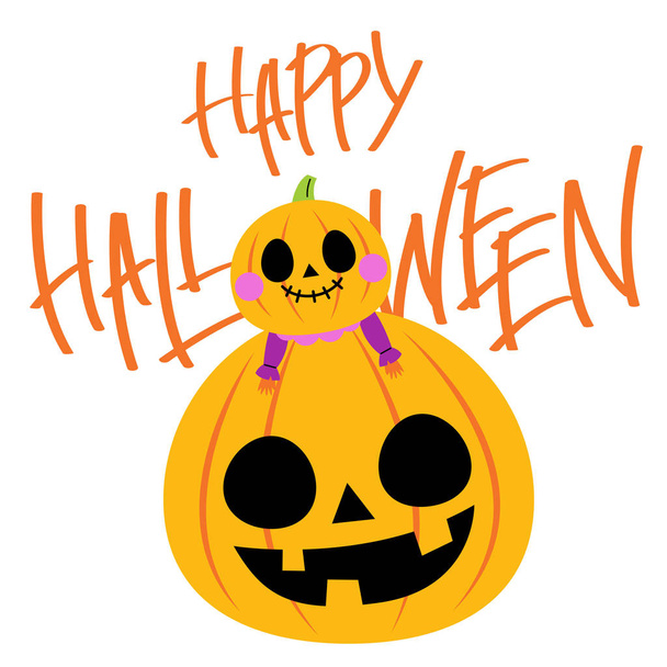 happy halloween greeting card with cute character - Vector, Image