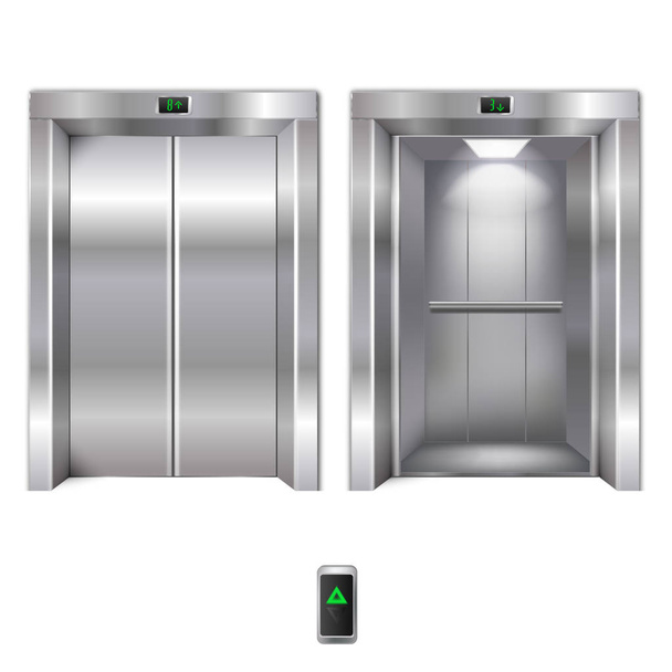 offene und geschlossene Aufzugstüren - Vektor, Bild