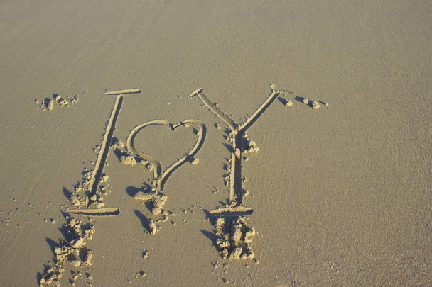 Lettering I love you on sand sunrise background sea, beach dawn wave
 - Foto, immagini