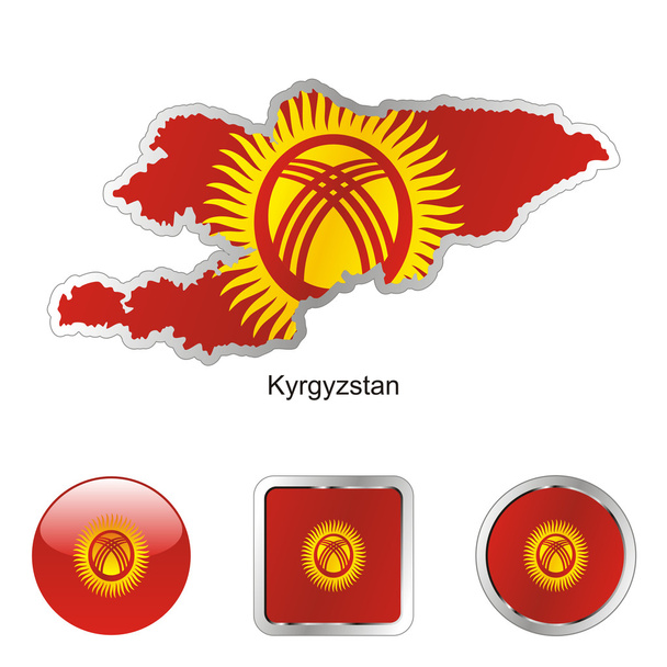Kirghizistan dans la carte et les boutons de l'internet
 - Vecteur, image