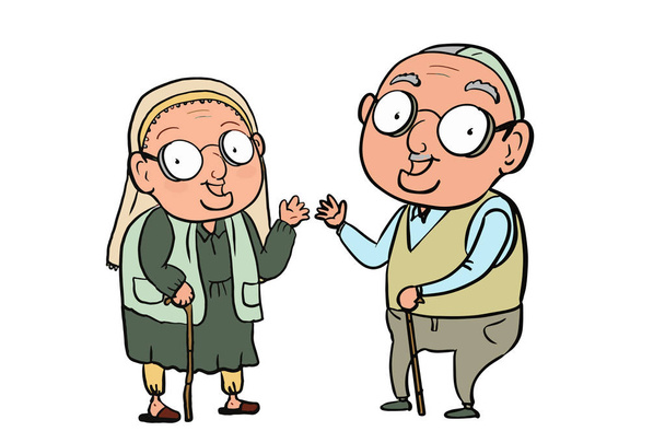 bonito casal velho desenho ilustração desenho animado
 - Foto, Imagem
