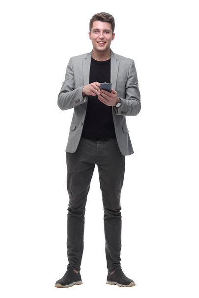 handsome man reading a text message on his smartphone - Valokuva, kuva