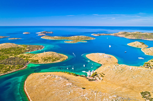 Kornati national park yachting tourist destination aerial view - Photo, Image
