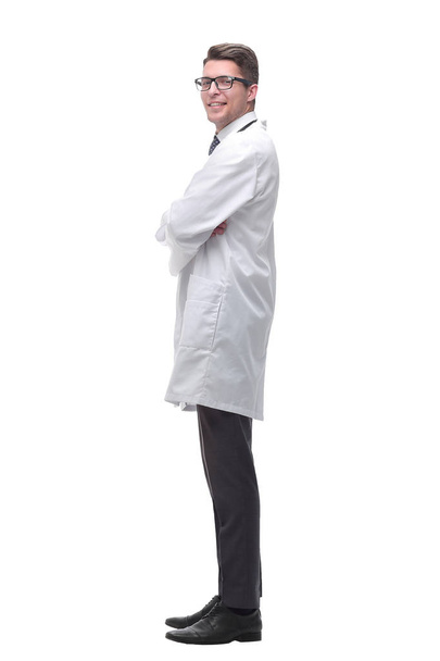 confident doctor therapist looking forward. isolated on white - Φωτογραφία, εικόνα