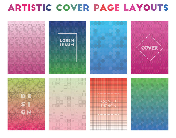 Artistieke cover pagina layouts verleidelijke geometrische patronen briljante achtergrond vector illustratie - Vector, afbeelding