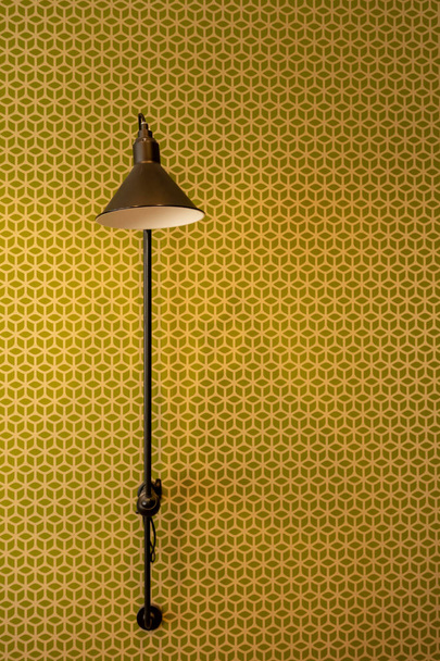 schöne Vintage-Lampe in schwarz auf grünem Hintergrund. - Foto, Bild