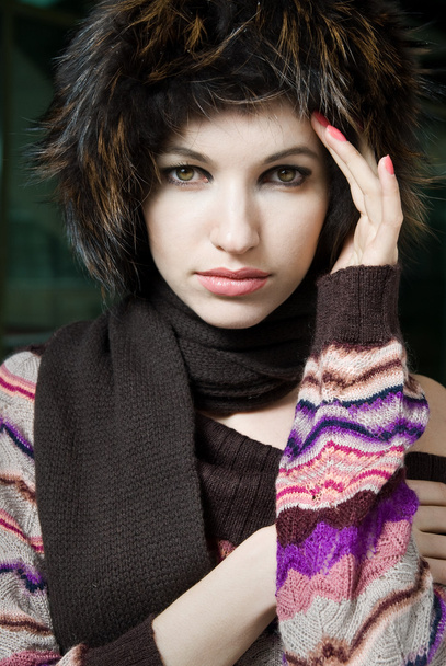 Winter portrait of young woman - Foto, Imagem