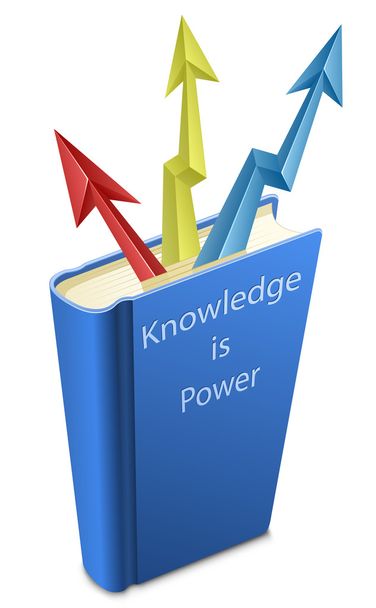 Upright book and lightning. Knowledge is power. - Vetor, Imagem