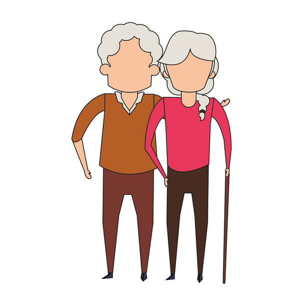grandparents senior old people cartoon faceless - Vector, Image