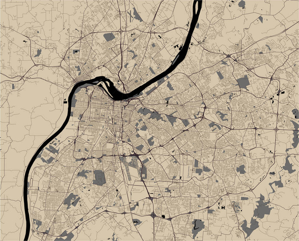 Karte der stadt louisville, kentucky, usa - Vektor, Bild