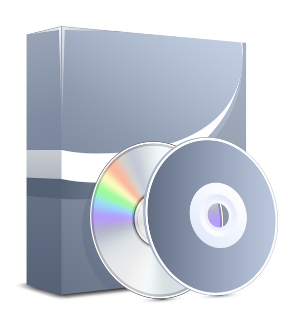 Software box with disks - Vetor, Imagem