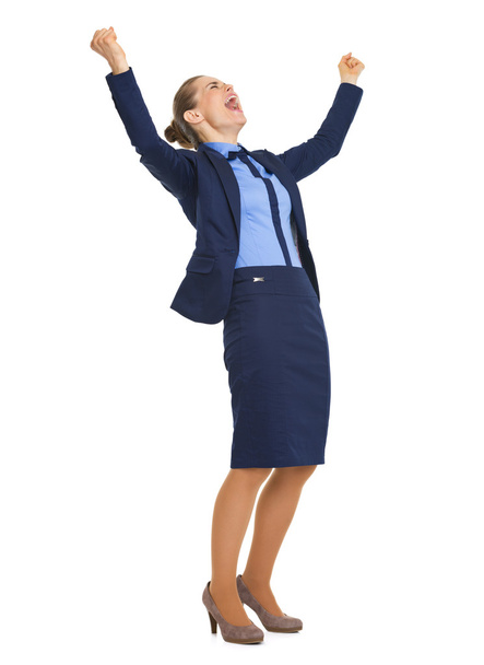 Full length portrait of happy business woman rejoicing success - Фото, изображение