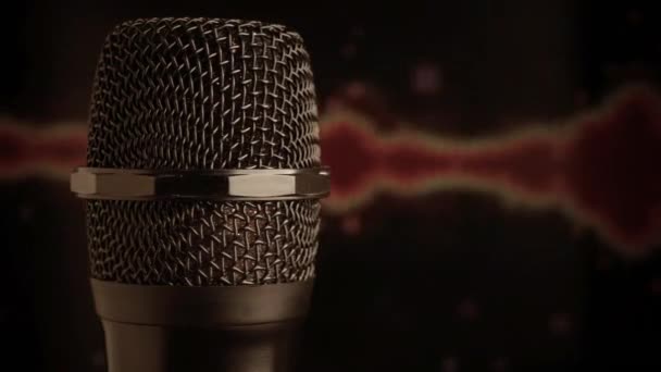 Microphone on audio waveform equalizer background - Footage, Video