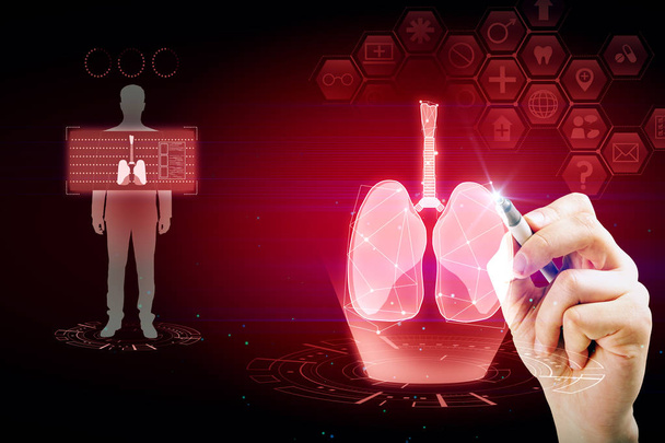 Médico rojo pulmones interfaz fondo
 - Foto, imagen