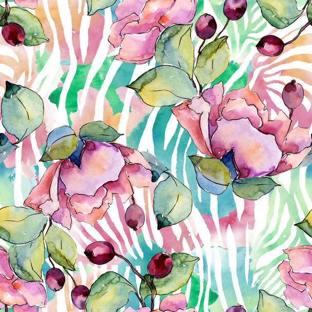 Bouquet floral botanical flowers. Watercolor background illustration set. Seamless background pattern. - Φωτογραφία, εικόνα