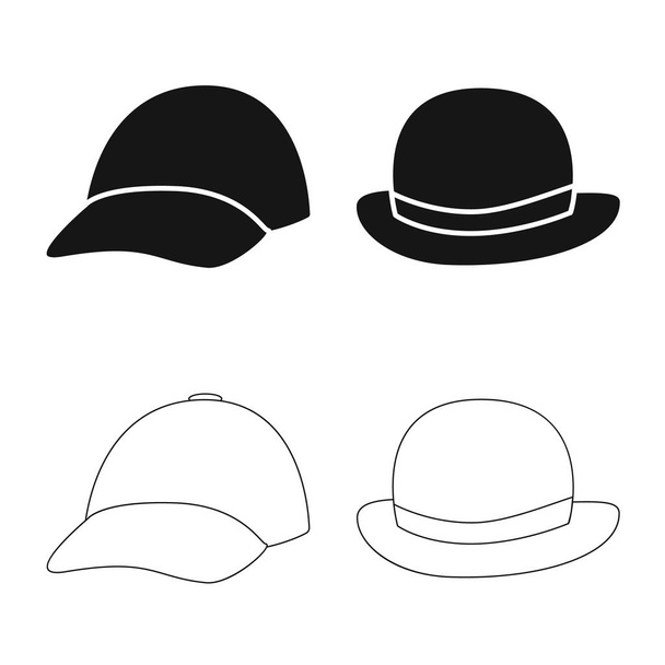 Vector illustration of clothing and cap sign. Set of clothing and beret vector icon for stock. - Vettoriali, immagini