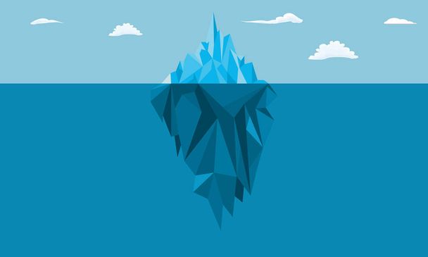 Iceberg nell'oceano con vista sott'acqua. Concetto di riscaldamento globale. Illustrazione vettoriale a colori piatta e solida
. - Vettoriali, immagini
