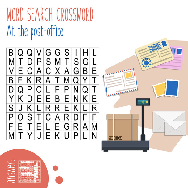 学校に戻れ簡単な単語検索クロスワードパズルワークシート. - ベクター画像