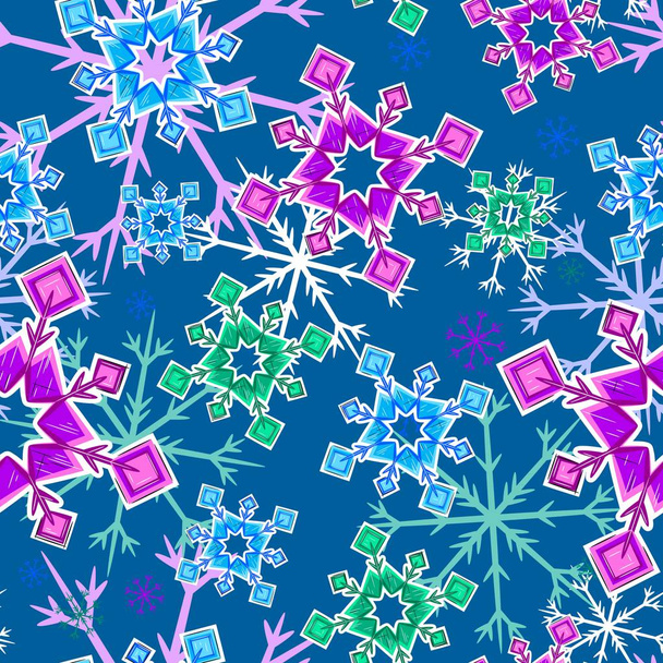 Winter Seamless Pattern with  snowflakes. Vector illustration.  - Вектор, зображення