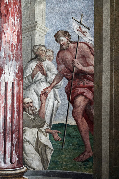 Feltámadt Krisztus, freskó a mennyezeten a Keresztelő Szent János templom Zágráb, Horvátország - Fotó, kép