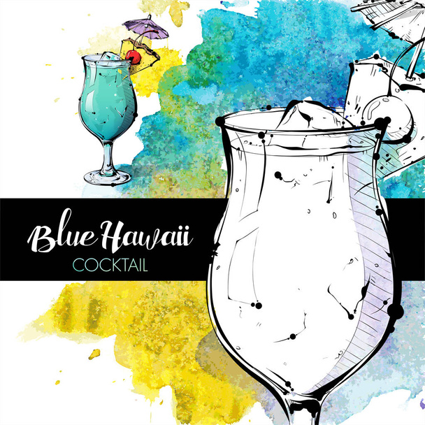 Hand drawn illustration of cocktail. Vector collection. - Vector, afbeelding