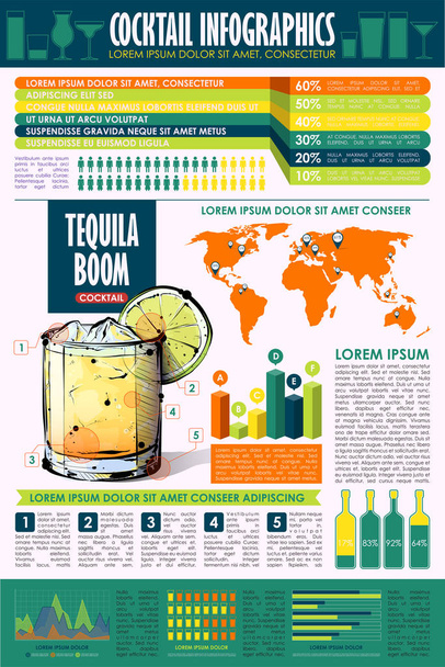 Cocktail infographic collection. Vector charts and diagrams templates. - Vector, Image