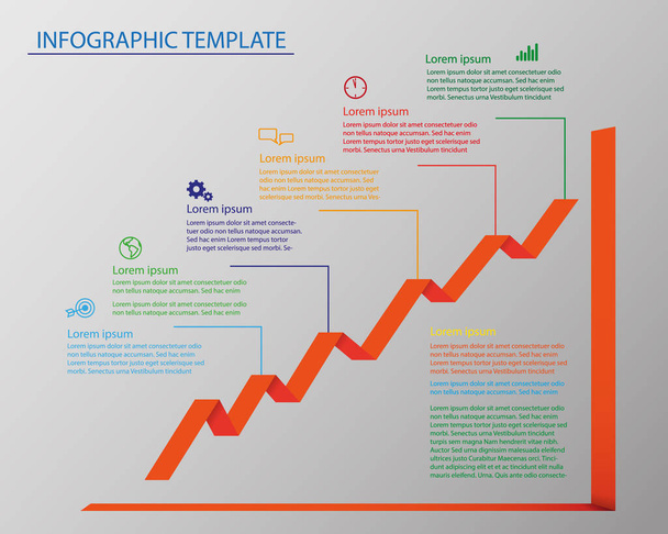 Infographi vector template with 3D graph with information points and icons - Vector, Image