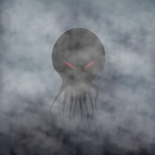 Страшное лицо осьминога
 - Вектор,изображение