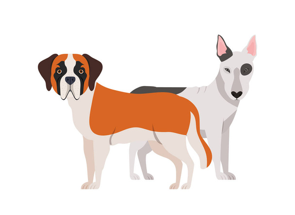 милые и очаровательные собаки на белом фоне
 - Вектор,изображение