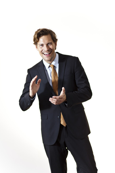 Laughing businessman clapping his hands - Photo, Image