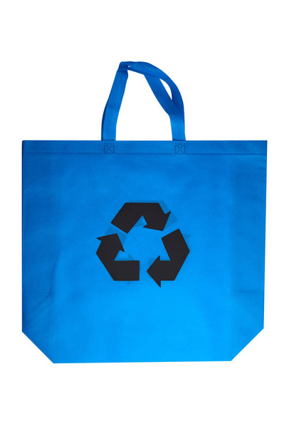 Bolsa de viscosa azul reutilizable aislada sobre fondo blanco
 - Foto, Imagen